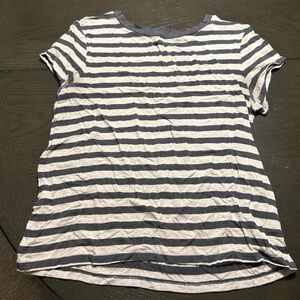 American Eagle Outfitters Navy and White Striped Tee